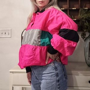 😎 Vintage 1990s Colorado Tropics neon florescent windbreaker pullover